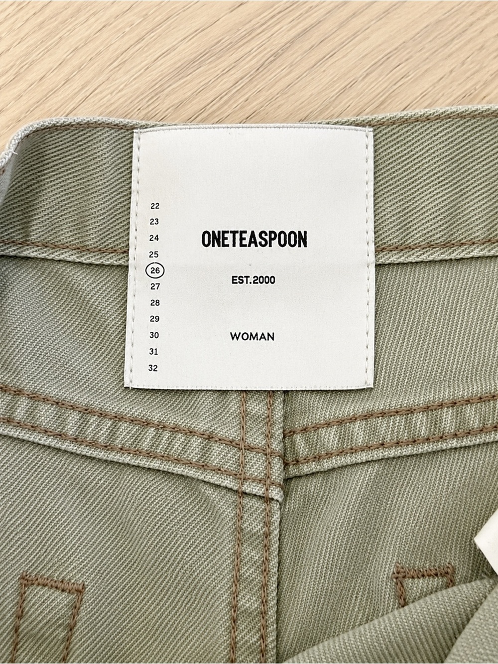 One Teaspoon Marlons Denim Shorts Sage Green Frayed Raw Hem Size 26 - Picture 4 of 8